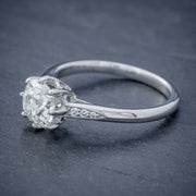 Edwardian Style Diamond Solitaire Engagement Ring Platinum 1.24Ct Old Cut Diamond Cert