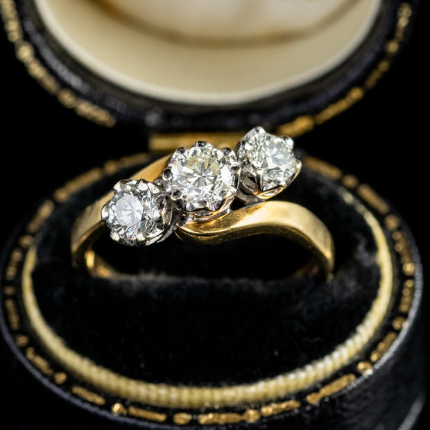 Edwardian Style Diamond Trilogy Ring 1.02ct Of Diamond Dated 1991