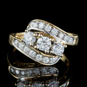 Vintage Diamond Trilogy Twist Ring 14Ct Gold 1.40Ct Of Diamond