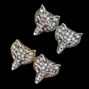 Diamond Fox Cufflinks Ruby Eyes 18ct Gold Silver 3.20ct of Diamond
