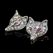 Diamond Fox Cufflinks Ruby Eyes 18ct Gold Silver 3.20ct of Diamond