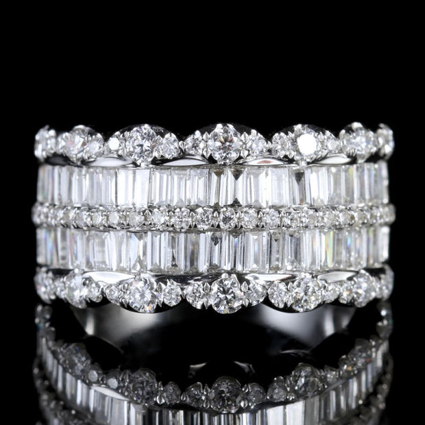 Diamond Baguette Ring 18Ct White Gold 3Ct Of Diamonds