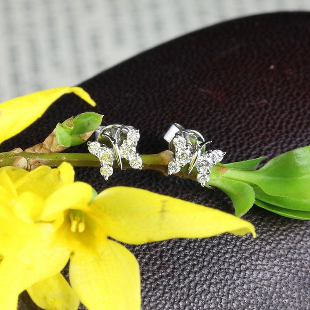 Diamond Butterfly Earrings 18ct White Gold