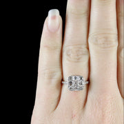 Art Deco Style Diamond Chequered Cluster Ring 1ct Of Diamond