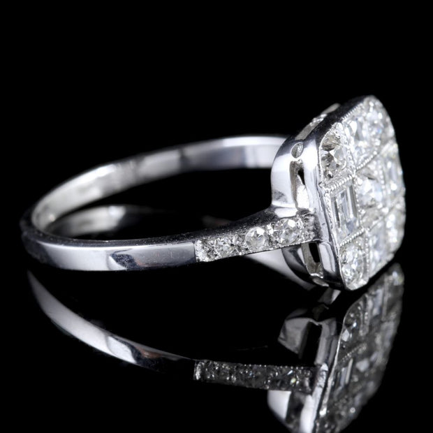 Art Deco Style Diamond Chequered Cluster Ring 1ct Of Diamond
