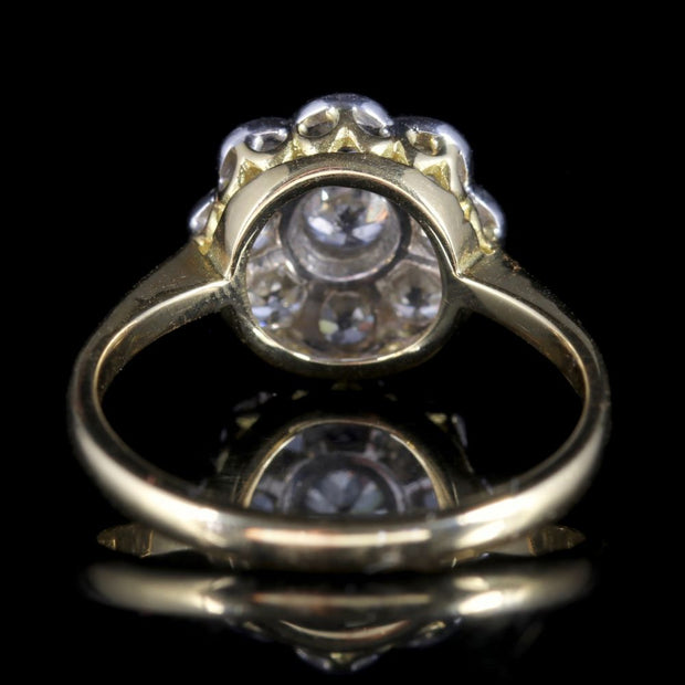 Victorian Style Diamond Cluster Ring 18Ct Gold 1.54Ct Diamonds