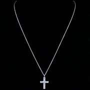 Diamond Cross Pendant Necklace 18Ct White Gold