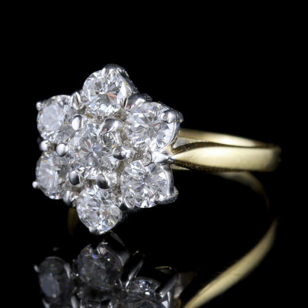 Diamond Daisy Ring 18Ct Gold Engagement Ring