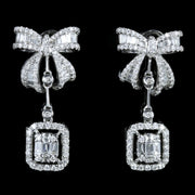 Diamond Drop Bow Earrings 18Ct White Gold