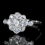 Diamond Flower Cluster Ring 18Ct White Gold Ring