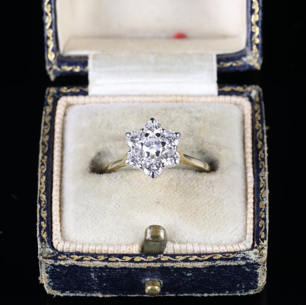 Diamond Flower Ring Engagement Ring 18Ct Gold