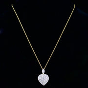 Diamond Heart Pendant Necklace and Chain 2.50Ct Diamonds 18Ct Yellow Gold