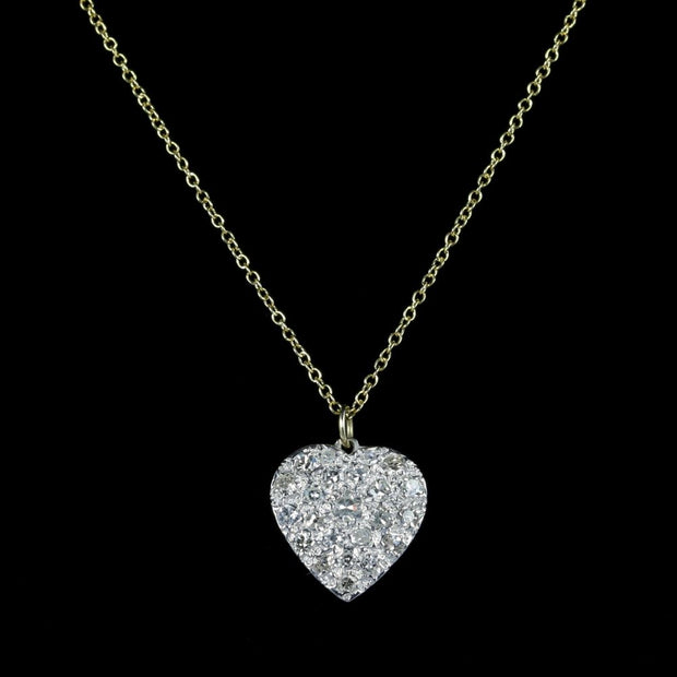 Diamond Heart Pendant With Chain 18Ct Gold 1Ct Of Diamonds