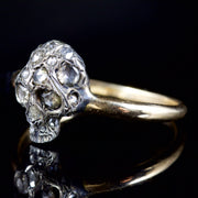 Diamond Memento Mori Skull Ring 18Ct Gold Silver Ring