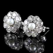 Diamond Pearl Cluster 18Ct Gold Earring