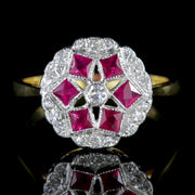 Diamond Ruby Cluster Ring 18Ct Gold