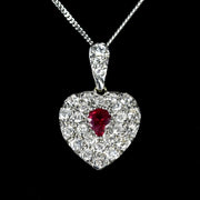 Diamond Ruby Heart 18ct Pendant Necklace