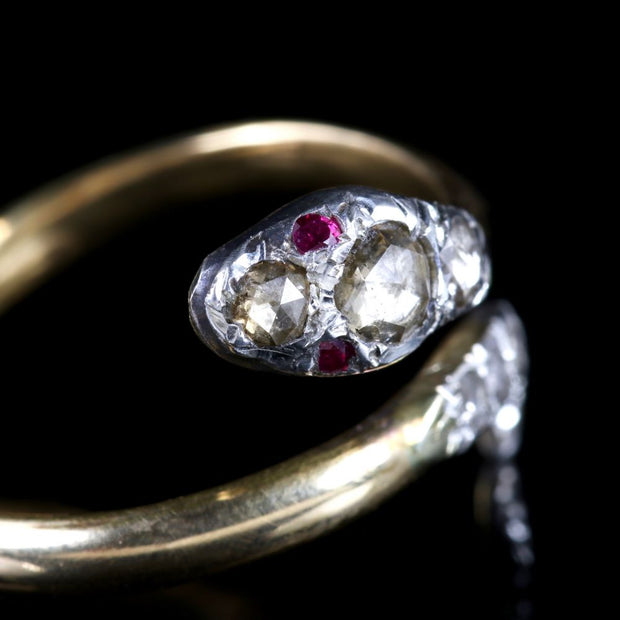 Diamond Ruby Serpent 18Ct Gold Ring