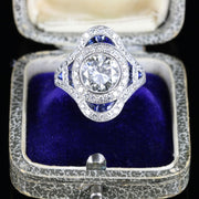 Diamond Sapphire Cluster Ring 4Ct Of Diamond 18Ct White Gold