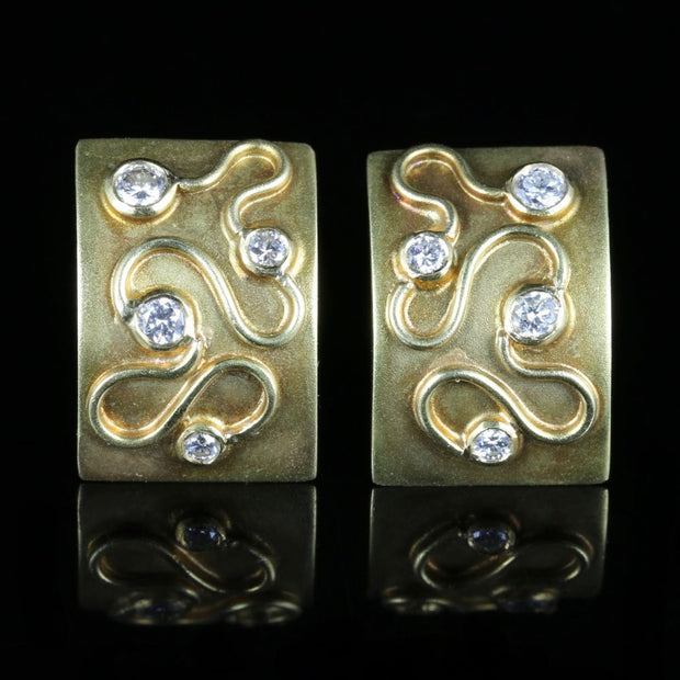 Diamond Set Earrings 18Ct Gold Fancy Design