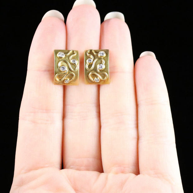 Diamond Set Earrings 18Ct Gold Fancy Design