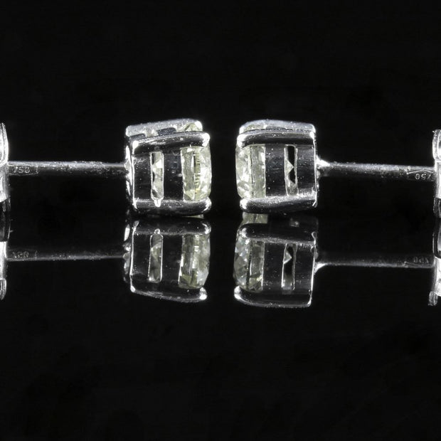 Diamond Solitaire Stud Earrings 18Ct Gold 1.20Ct Diamond
