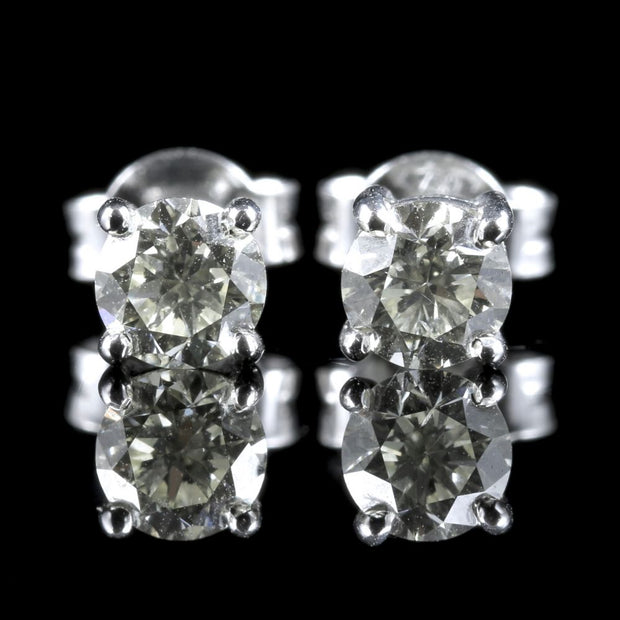 Diamond Solitaire Stud Earrings 18Ct Gold 1.20Ct Diamond