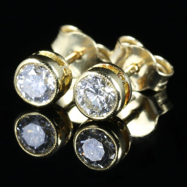 Diamond Stud Earrings 18Ct Yellow Gold 1Ct Diamond