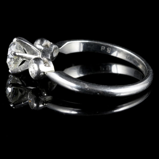 Diamond Trilogy Engagement Ring Platinum 1.08Ct Old Cut Diamond