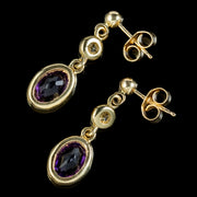 Edwardian Style Amethyst Diamond Drop Earrings 9ct Gold side
