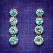 Edwardian Blue Zircon Earrings 9Ct Gold