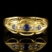 Edwardian Sapphire Diamond 18Ct Gold Ring 1915