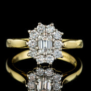 Vintage Emerald Cut Diamond Cluster Ring 18ct Gold 1.23ct Of Diamond