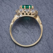 Emerald Diamond Cluster Ring 2Ct Emerald 1.50Ct Diamond 18Ct Gold