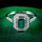 Emerald Diamond Engagement Ring Platinum 0.70Ct Emerald