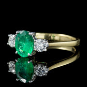 Emerald Diamond Trilogy Ring 18Ct Gold Dated 1960