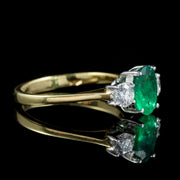 Emerald Diamond Trilogy Ring 18Ct Gold Dated 1960