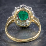 Emerald Diamond Cluster Ring 18Ct Gold 2.85Ct Emerald