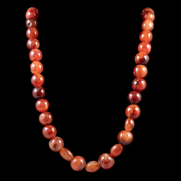 Long Blood Agate Beaded Necklace