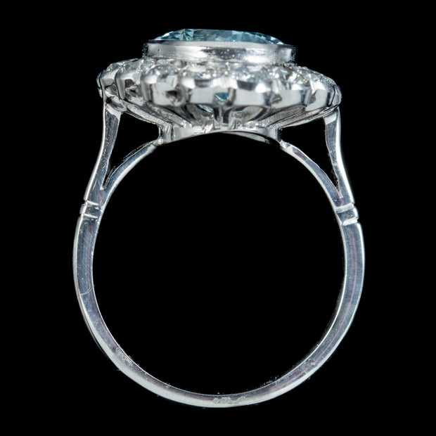 Edwardian Style Aquamarine Diamond Cluster Ring 5ct Aqua – Laurelle ...