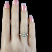 Edwardian Style Aquamarine Diamond Trilogy Ring 1.75ct Aqua