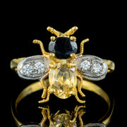 Edwardian Style Citrine Topaz Bee Ring 