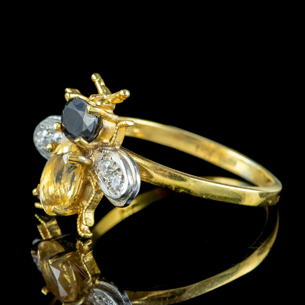 Edwardian Style Citrine Topaz Bee Ring 