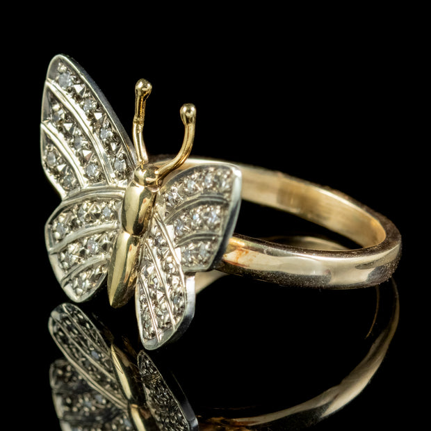 Edwardian Style Diamond Butterfly Ring Dated 1995  