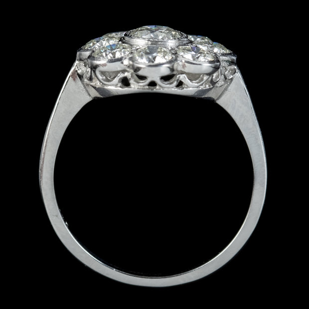 Edwardian Style Diamond Cluster Daisy Ring 1.80ct Diamond