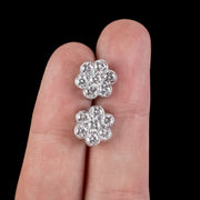 Edwardian Style Diamond Cluster Earrings 18ct Gold 2.80ct Diamond