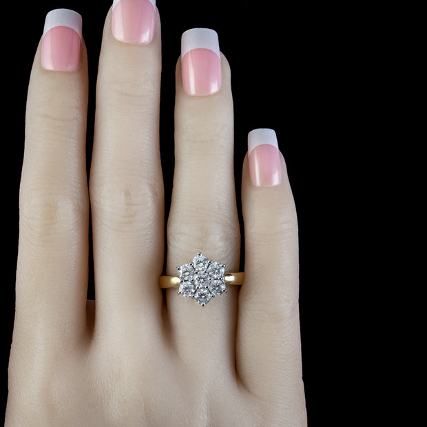 Edwardian Style Diamond Cluster Ring 1.61ct Of Diamond