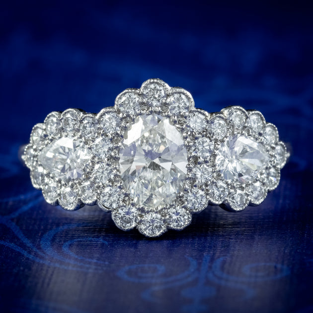 Edwardian Style Diamond Cluster Ring 2.25ct Of Diamond – Laurelle ...