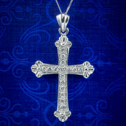 Edwardian Style Diamond Cross Necklace 18ct Gold 