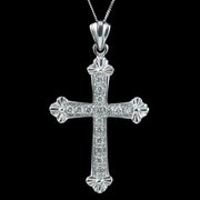 Edwardian Style Diamond Cross Necklace 18ct Gold 